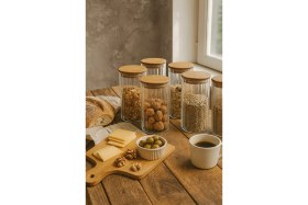 Resim Feyza Design Hava Geçirmez 6'lı Çizgili Cam Kahvaltılık Kavanoz Seti, 1095 ml 