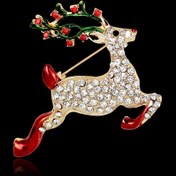 Resim Kadınlar İçin Şık Noel Geyik Broşu - Gül Altın Kaplama, Parıldayan Boynuzlar ve Kırmızı Meyveler ile - Vintage Yılbaşı Aksesuarı, Kaban, Elbise veya Ağaç Süsü için - Tüm Sezonluk Parti Takısı Hediyesi, Detaylı İşçilik, Klasik Tasarım, En İyi Noel Hediyeleri 
