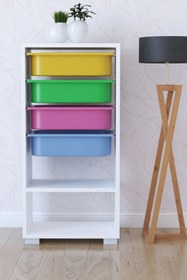 Resim Remaks 4 Sepetli Oyuncak Dolabı Çok Amaçlı Dolap - Renkli 