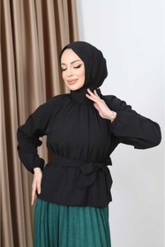 Resim CNG MODA Tesettür Kuşaklı Gömlek 