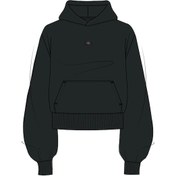 Resim Ls Woven Label French Terry Po H Siyah Kadın Sweatshirt-11585 Siyah 