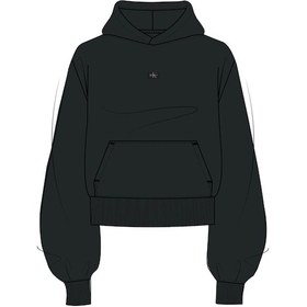 Resim Ls Woven Label French Terry Po H Siyah Kadın Sweatshirt-11585 Siyah 