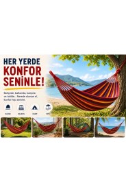 Resim Vothoon Çift Kişilik Hamak 260X150 Cm Kolay Kurulabilir Bahçe Balkon Kamp Salıncak Hamak Çantalı 