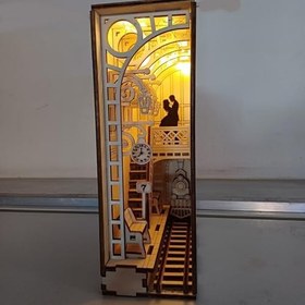 Resim Book Nook Tren İstasyonu Kitap Tutucu DIY Kendin Yap 