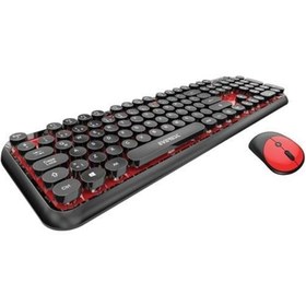 Resim Everest Round Km-6282 Siyah Kırmızı Kablosuz Qmultimedia Klavye + Mouse Set 