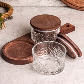 Resim Snippy Troy Milla - 3 Parça Ahşap Vakumlu Kapaklı Kahvaltılık Sosluk Bal Tereyağlık Reçellik Kahvaltı Seti 