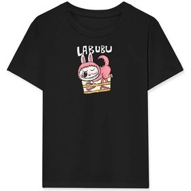 Resim Assema Kız Labubu Çocuk Baskılı T-shirt - Siyah Çok Renkli 