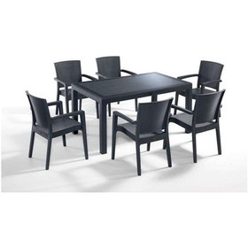 Resim Antrasit Novussi Liverno Rattan Masa Koltuk Takımı 90x150 Camlı 