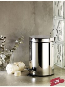 Resim Krom 3 Lt Pedallı Paslanmaz Metal Banyo, Tuvalet, Mutfak ve Ofis Çöp Kovası 