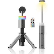 Resim Shufa Glampıng Taşınabilir Kamp Işığı Uzun Şarj Süresi Uzaktan Kumanda Alüminyum Teleskopik Tripodlu Lamba 10,000 Ma Gri 