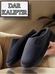 Resim Behtah Kundura Nakışlı Kadife Erkek Önü Kapalı Kışlık Terlik Günlük Ev İçi Terlik Çeyiz Bohça 