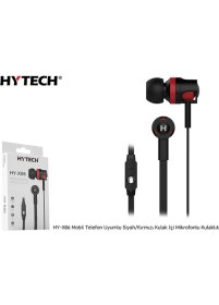 Resim Hytech HY-X06 Mobil Telefon Uyumlu Kulak İçi Siyah/kırmızı Mikrofonlu Kulaklık 