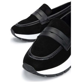 Resim Tamer Tanca Kadın Hakiki Deri Siyah Süet Loafer Ayakkabı 231 414y Bn Ayk Y24 Sıyah Suet Siyah 