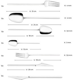 Resim Emsan Destrier 84 Parça 12 Kişilik Kutulu Çatal Kaşık Bıçak Takı Gümüş 