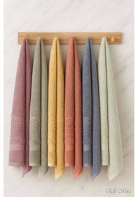 Resim 6 Lı El Yüz Havlusu Seti %100 Pamuklu 50x90 Cm Pure Cotton Hardal 