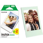 Resim Instax Mini 12 Makine Uyumlu 20'li Film ve Yeşil Fotoğraf Çerçevesi 