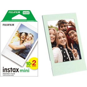 Resim Instax Mini 12 Makine Uyumlu 20'li Film ve Yeşil Fotoğraf Çerçevesi 