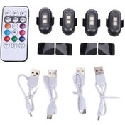 Resim Synodicmonth Uzaktan Kumandalı 4 Adet Kablosuz Led Strobe Işık, 8 Renk Usb Şarjlı Su Geçirmez Acil Durum Uyarı Işıkları 