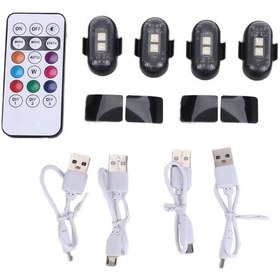 Resim Synodicmonth Uzaktan Kumandalı 4 Adet Kablosuz Led Strobe Işık, 8 Renk Usb Şarjlı Su Geçirmez Acil Durum Uyarı Işıkları 