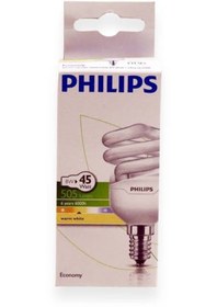 Resim Philips 8w=45w Mini Spiral Kıvrık Tasarruflu Ampul E14 Duy Sarı Işık 2700k/505 Lumen 