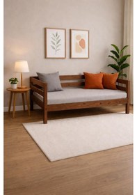 Resim Ahşap Sedir Kanepe 90cmx150cm İç Ölçü Mindersiz Doğal Ceviz Renk Masif Ahşap Kahverengi 
