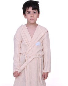 Resim Müslin Çocuk Bornozu | 4 Katlı - %100 Pamuk - Sarı / 7-8 yaş 
