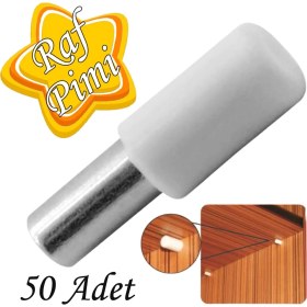 Resim Glaswen Raf Pimi Plastik Başlı Cam Tutucu Çivisi Mobilya Dolap Pimi Beyaz (50 Adet) 