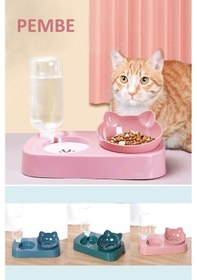 Resim TechnoSmart Kedi Köpek Mama ve Su Kabı Kaseli Otomatik Su Sebili 