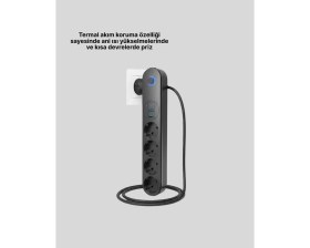 Resim Nevamel® Akıllı Akım Dengelemeli 4’lü Çoklu Priz Type-C ve USB Çıkışlı 