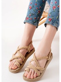 Resim Bej Hasır Kadın Sandalet Bej 