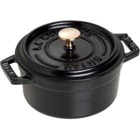 Resim AyrStore 40500-101-0 Mini Güveç, Yuvarlak Kapaklı 10 Cm, 0,25 L, Indüksiyona Uygun, Mat Siyah Emaye Kap 