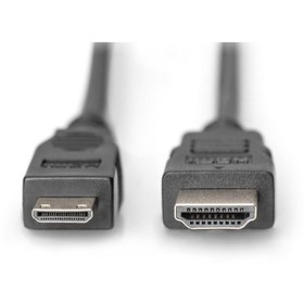 Resim ASSMANN AK-330106-020-S HDMI Highspeed Bağlantı Kablosu (HDMI 1.3), 1080p, HDMI Tip C (mini) Erkek - HDMI Tip A Erkek, 2 metre, CU, AWG30, 2 x zırhlı, UL, altın kaplama, siyah renk 