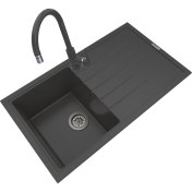 Resim Polex Cristalüx Granit Eviye P-03+Swan-3 Antrasit 