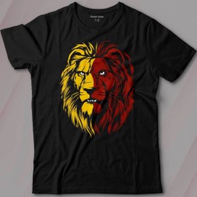 Resim Kendim Seçtim Aslan Kafası Sarı Kırmızı Yeleli Lion Head Baskılı Tişört Çocuk T-shirt 