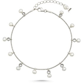 Resim Doğal İnci Sallantılı Halhal - 20 CM / SARI 