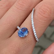 Resim 1 adet Kadın Moda Yüzük Seti Mavi Sentetik Sentetik Zirkonya ile, Günlük Rahat ve Parti Giyimi için Uygun Şık Gelinlik Düğün Yüzüğü 