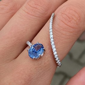 Resim 1 adet Kadın Moda Yüzük Seti Mavi Sentetik Sentetik Zirkonya ile, Günlük Rahat ve Parti Giyimi için Uygun Şık Gelinlik Düğün Yüzüğü 