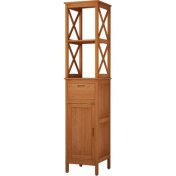 Resim INTERBUILD REAL WOOD Interbuild Meşe Ahşap Yüksek Depolama Banyo Dolabı 40X40X183 cm 