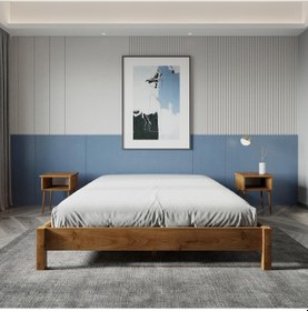 Resim Loft Model Ceviz Renk Çam Ahşap Karyola Ve İki Komodin Set-202 180 x 200 CM 