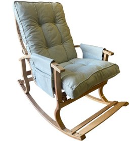 Resim Lüx Ahşap Çift Cepli Sallanan Sandalye Krem 