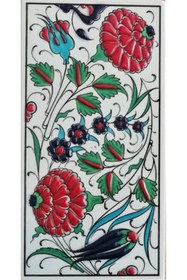 Resim Genel Markalar 10x20 Cm Ed 221 Iki Karanfil Kütahya El Dekoru Çini Karo 