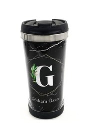 Resim Kişiye Özel Tasarım Mermer Desenli Çelik Termos & French Press & (495219897) 