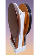 Resim Çanta Zigon Sehpa Oval Dörtlü Model Ahşap Mdf Gri,ceviz,beyaz Ve Hardal Renk Uyumu El Yapımı 