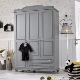 Resim Meltem Smart Kral Gri Bebek Odası Üç Kapılı Dolap 