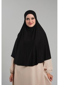 Resim Hürrem Bone Siyah Pratik Hazır Geçmeli Tesettür Eşarp Viskon Pratik Namaz Örtüsü 2201 01 Siyah 