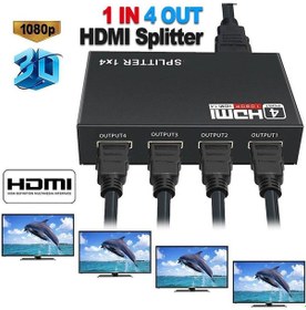 Resim 4 Port Fhd Hdmı 1080p Splitter Metal Kasa Çoklayıcı + Adaptör 