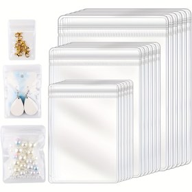 Resim 150 Adet PVC Fermuarlı Kilitli Mücevher Torbası - Küpe, Yüzük ve Aksesuarlar için Şeffaf Saklama ve Paketleme Poşetleri, Güç Gerektirmeyen Güçlü Mühür 