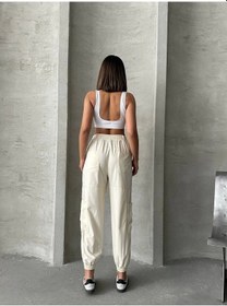 Resim Jogger Lastik Paça Pantolon Bej 