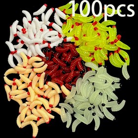 Resim 100 adet Yumuşak Silikon Solucan, Yumuşak Yapay Ekmek Solucanı Balıkçılık Yemi, Biomimetik Toprak Solucanı Taklit Yemleri, Simülasyon Solucan Yemek 