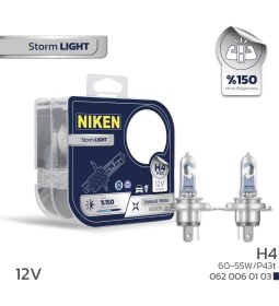 Resim Niken H4 12V 60/55W Halojen Ampul Storm Light P43t Gün Işığı 